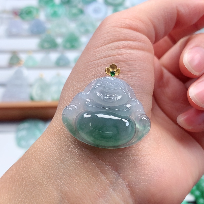 【闪购商品】翡翠吊坠(赠链)18K金镶嵌
