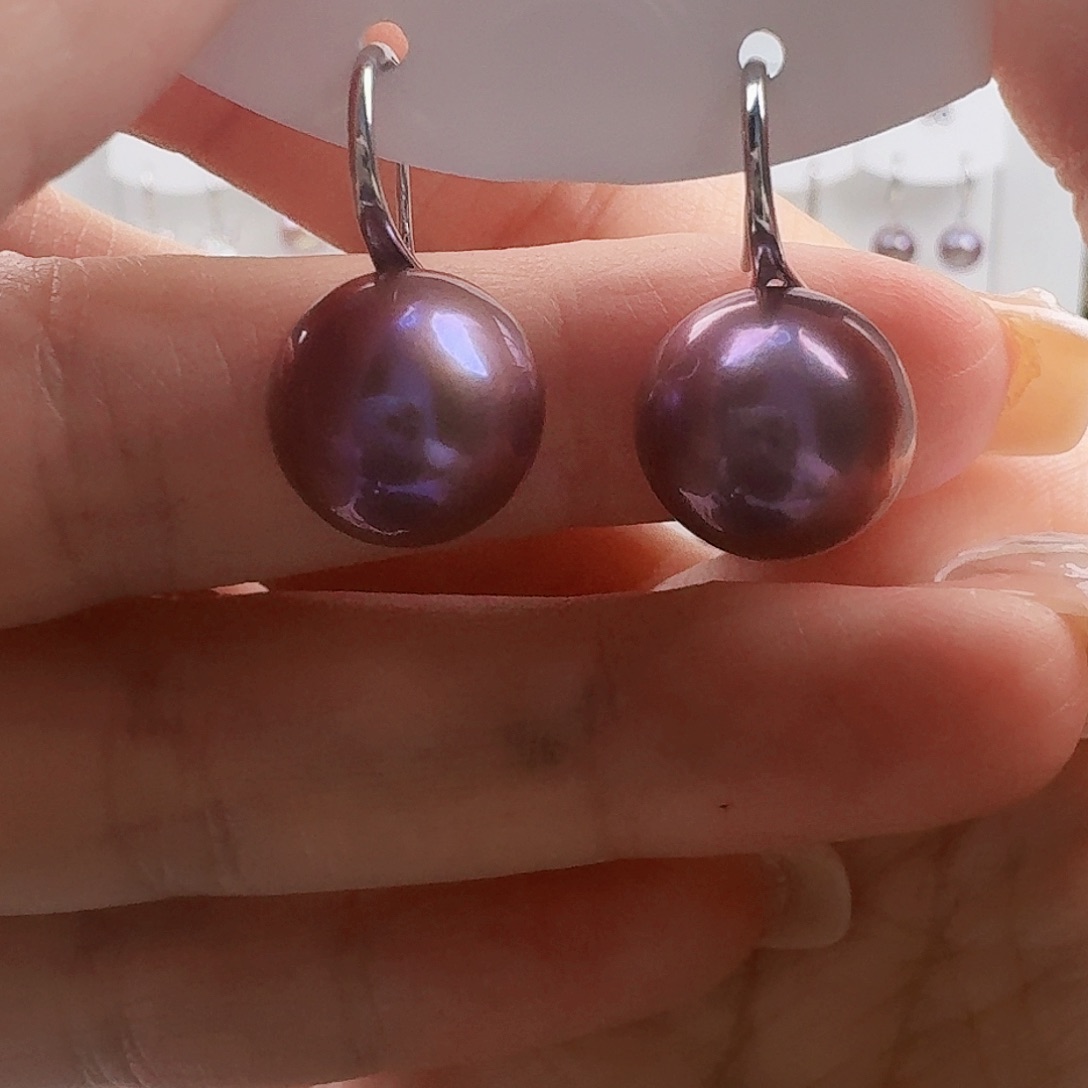 淡水珍珠耳饰银S925镶嵌