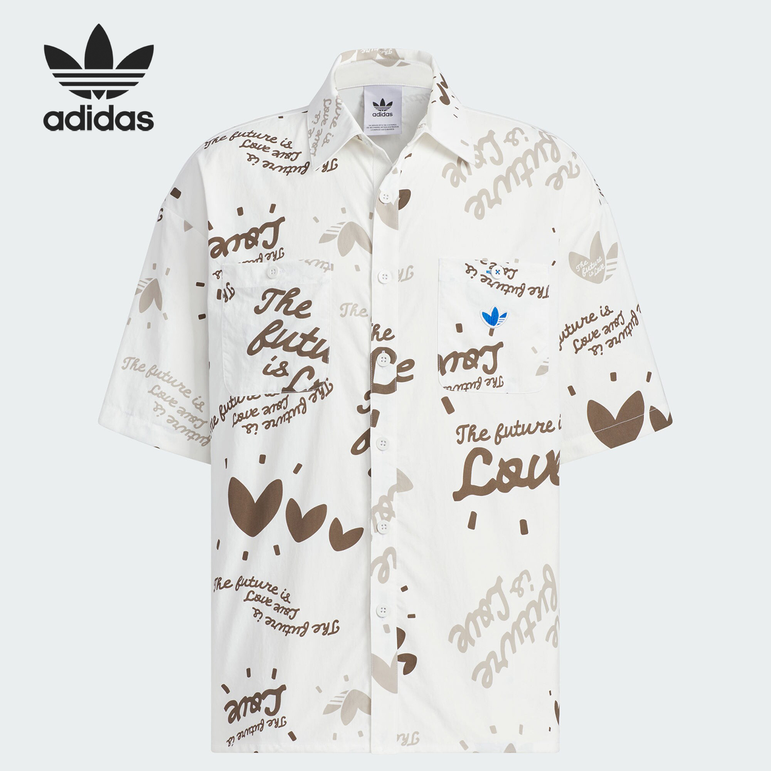 Adidas/阿迪达斯正品三叶草男士印花运动宽松衬衫