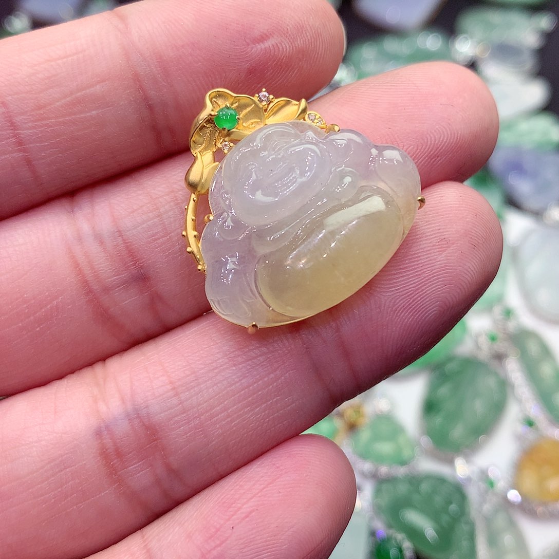 翡翠颈饰18K金镶嵌A****a纯天然