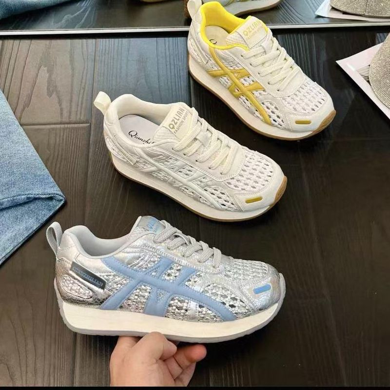 复古风编织透气阿甘鞋女鞋2025新款厚底内增高5K9-2818