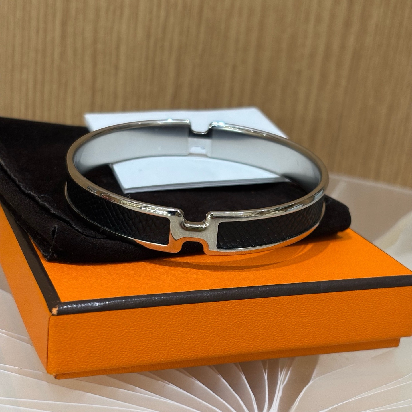 未使用 Hermes/爱马仕 爱马仕hermes 黑银手镯 闲置全新带盒