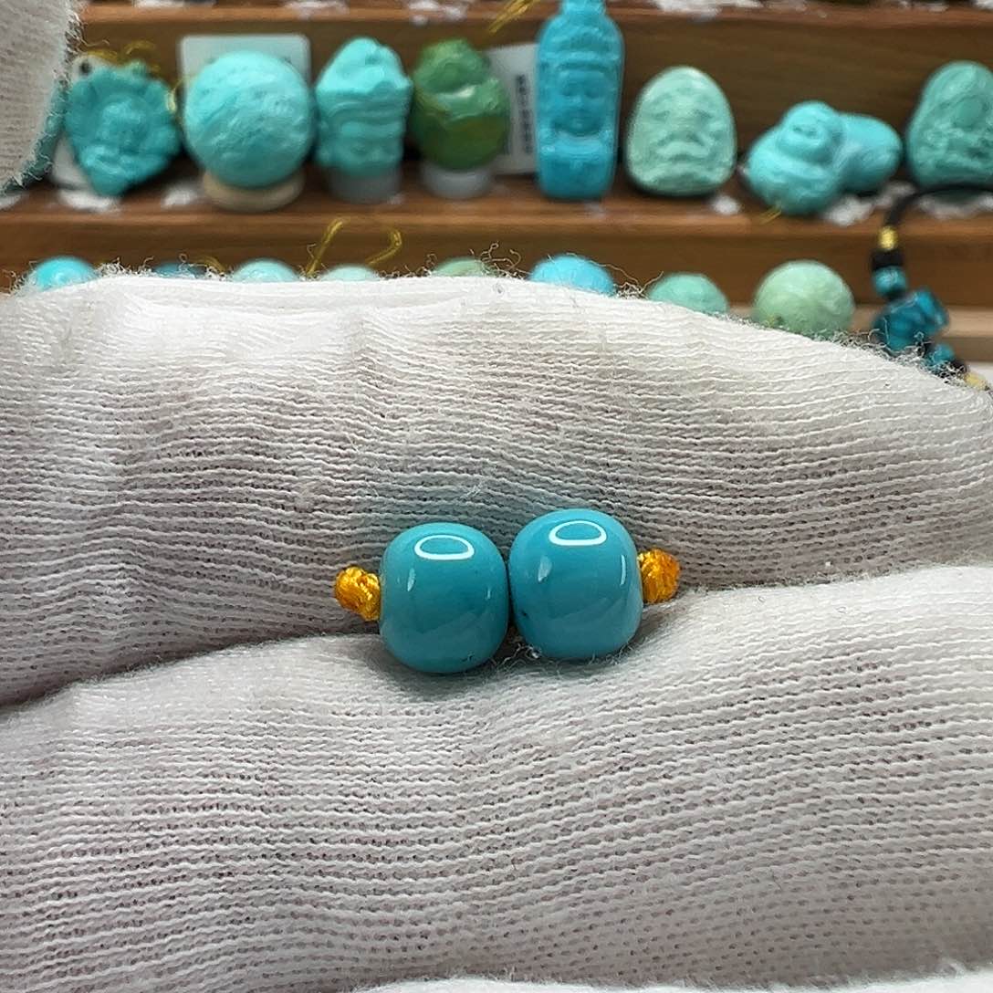 绿松石老型对珠 未镶嵌