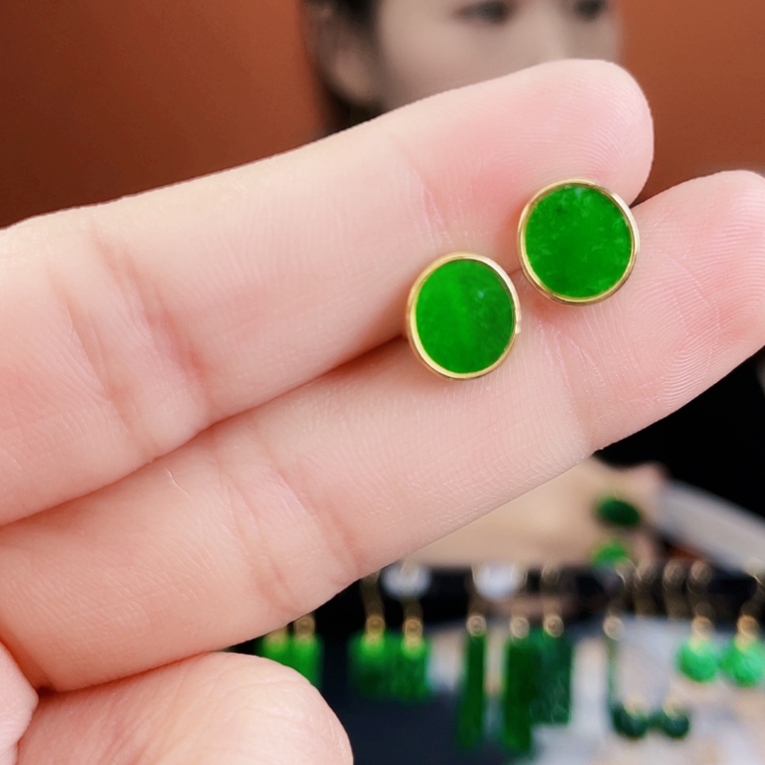 翡翠银S925镶嵌耳饰