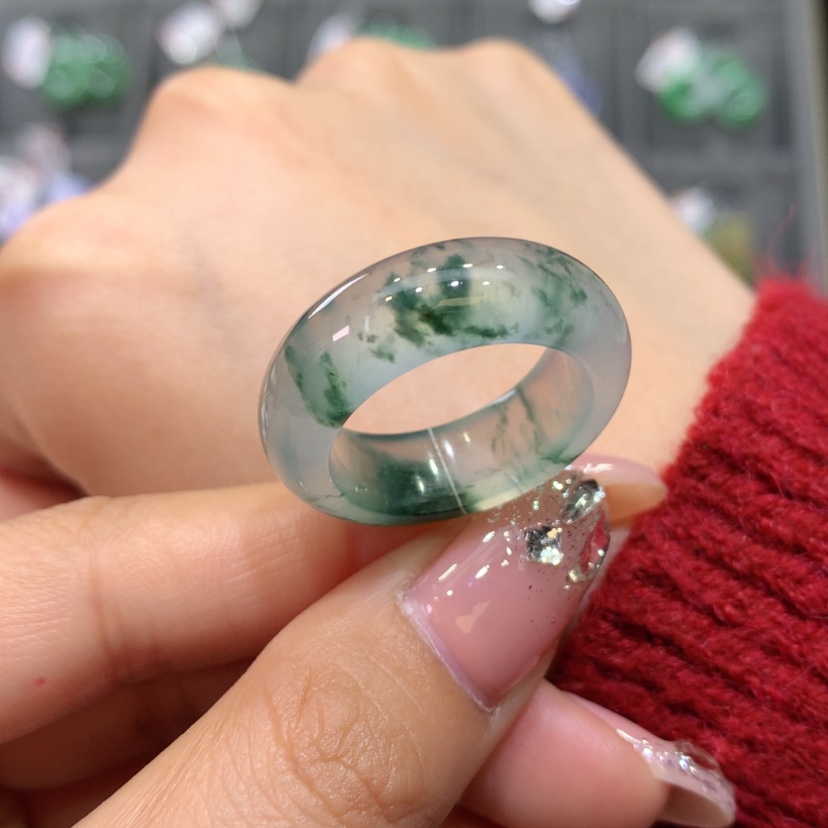 【闪购商品】翡翠戒指未镶嵌17.18号冰飘花轮胎