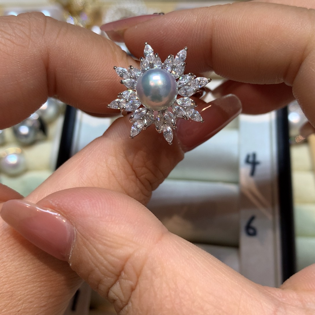 海水珍珠戒指银S925镶嵌