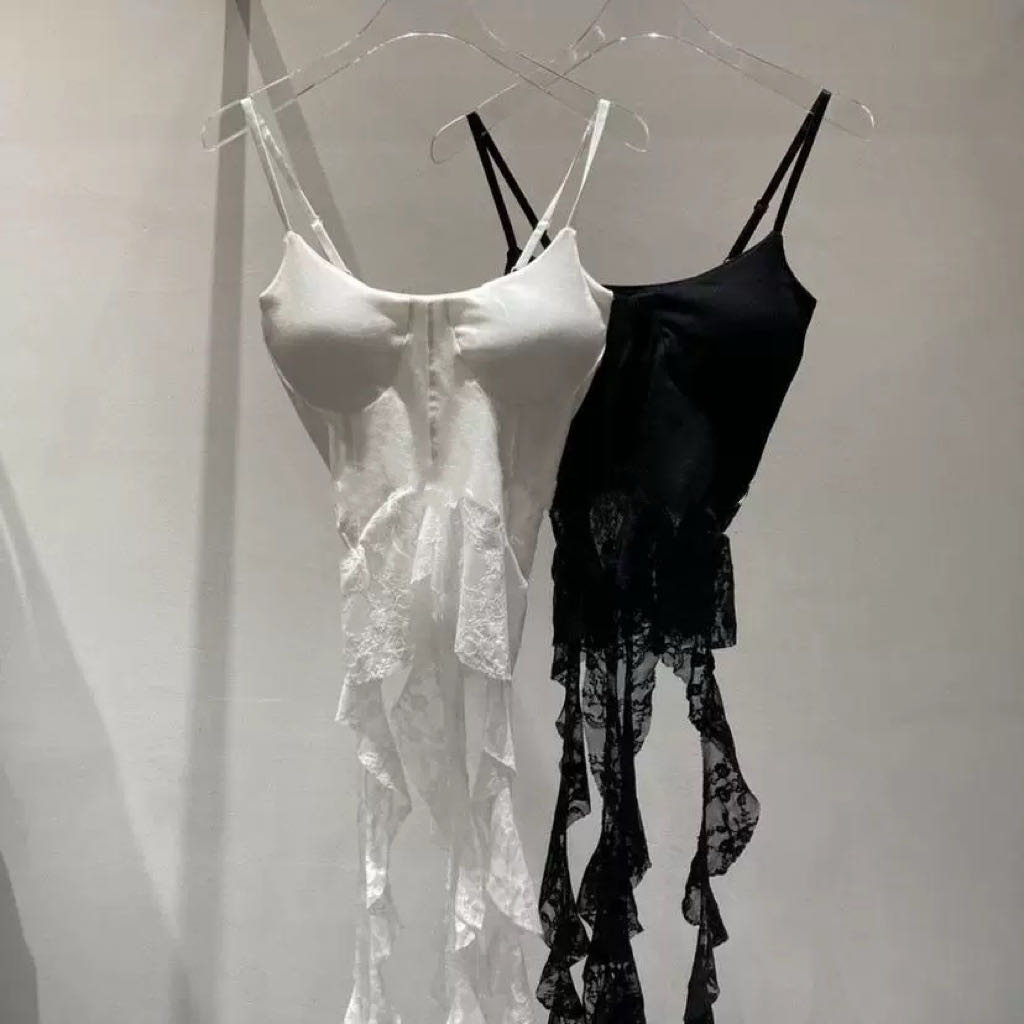 【可乐优选】千禧纯欲风蕾丝拼接背心