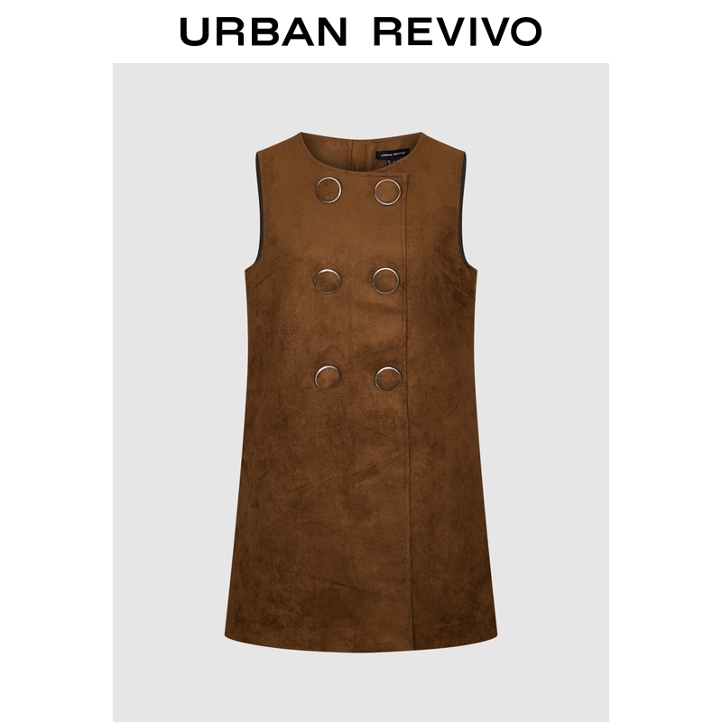 UR2025秋季新款女装琥珀流光风后拉链A字连衣裙UWG750194