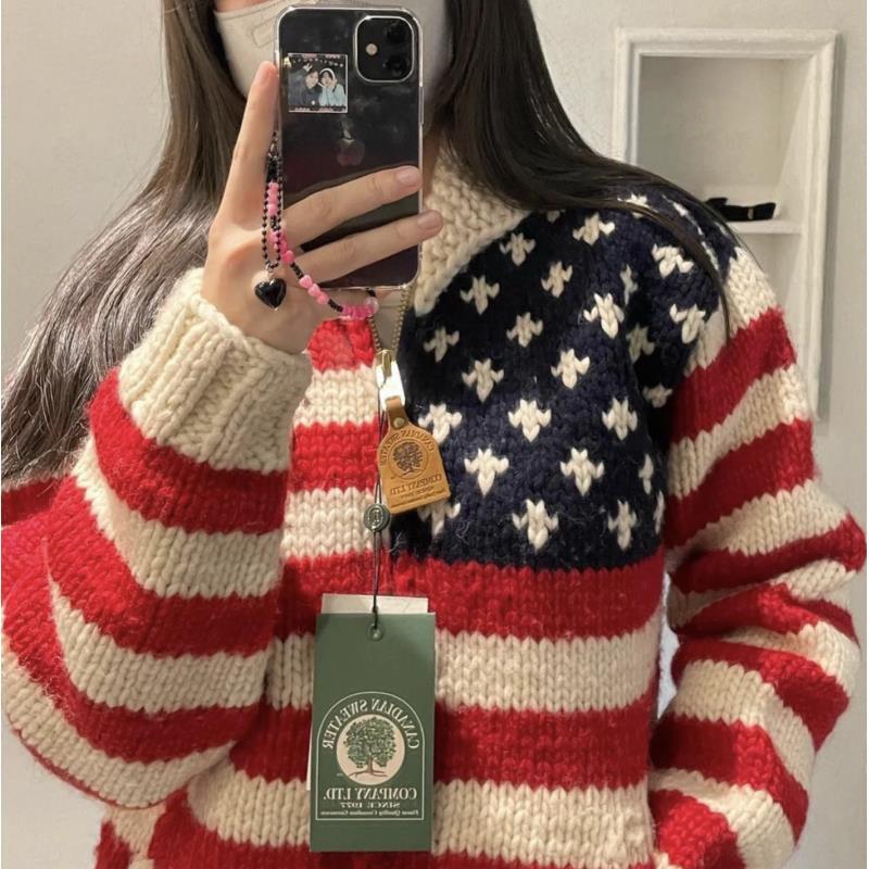 小婉专属 西雅图 蜜蜂红蓝星 100羊毛手工毛衣 衣长60 胸围114