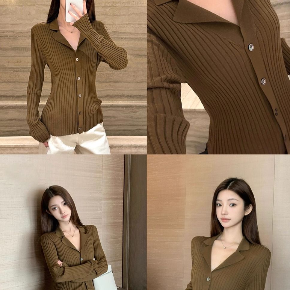 不冷BULENG 复古羊毛V领打底衫女