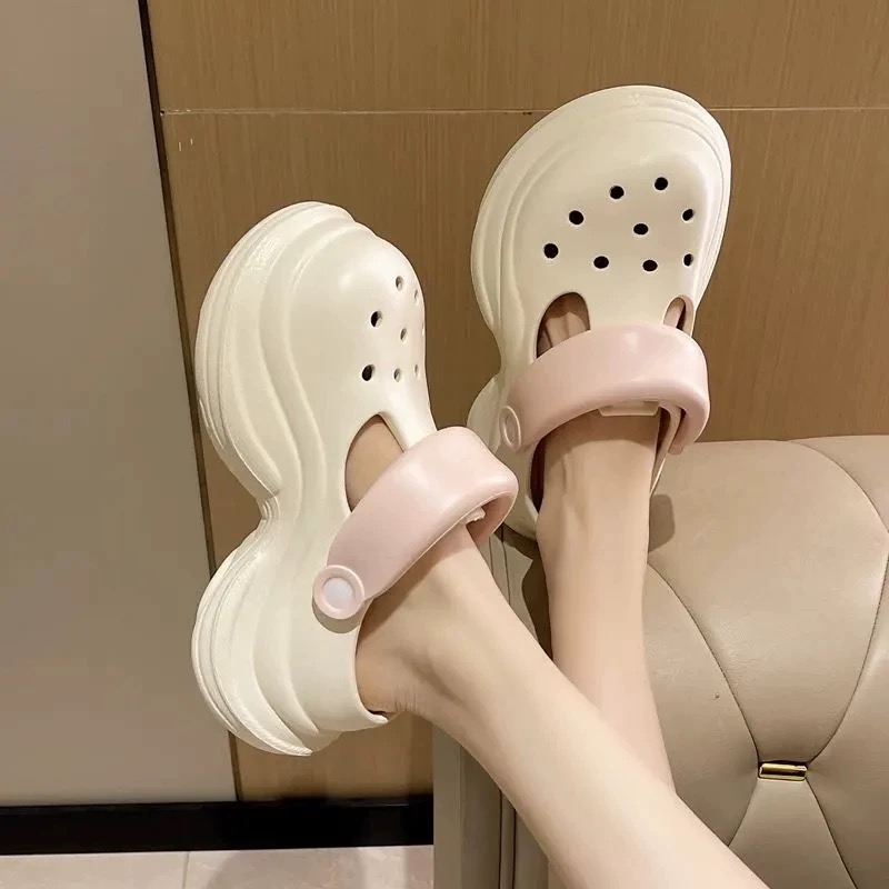 刘胖胖#9950#女士休闲凉鞋百搭舒服两穿洞洞鞋