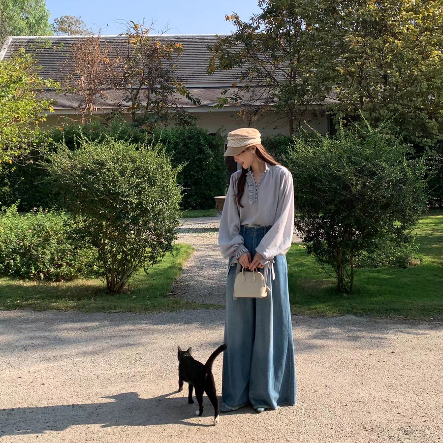 12062阔腿拖地牛仔裤SML【D1】