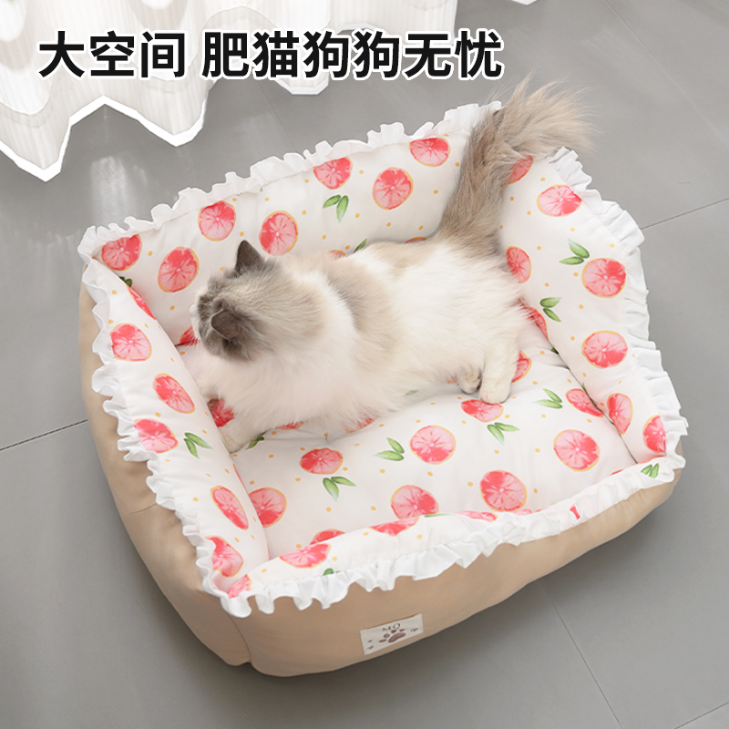 猫窝宠物窝保暖可爱猫咪睡垫小型犬狗窝方形花包窝四季通用舒适
