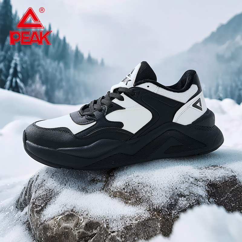 Peak/匹克半加绒棉鞋情侣冬季保暖休闲鞋男女厚底运动鞋老爹鞋女