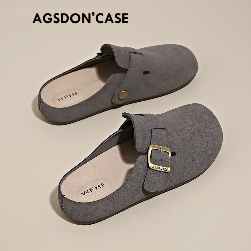 Agsdon/奥古狮登包头勃肯鞋女外穿爆款博肯半拖鞋一脚蹬懒人单鞋