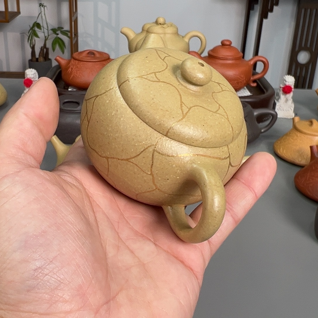 茶壶紫砂描金文旦微瑕