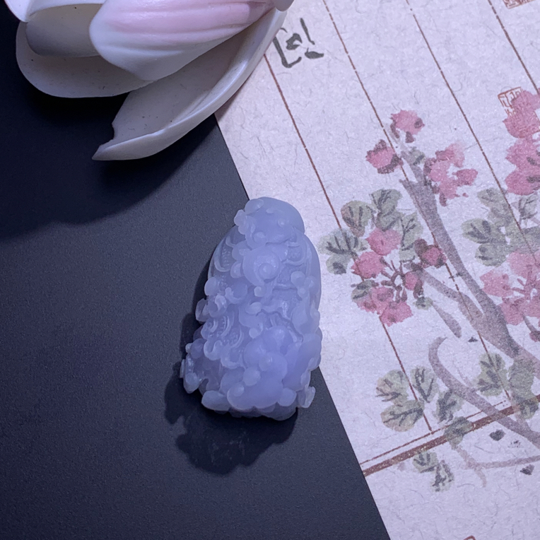 紫色翡翠白菜吊坠 尺寸35.2 21.4 14.6天然缅a毛货不退不换