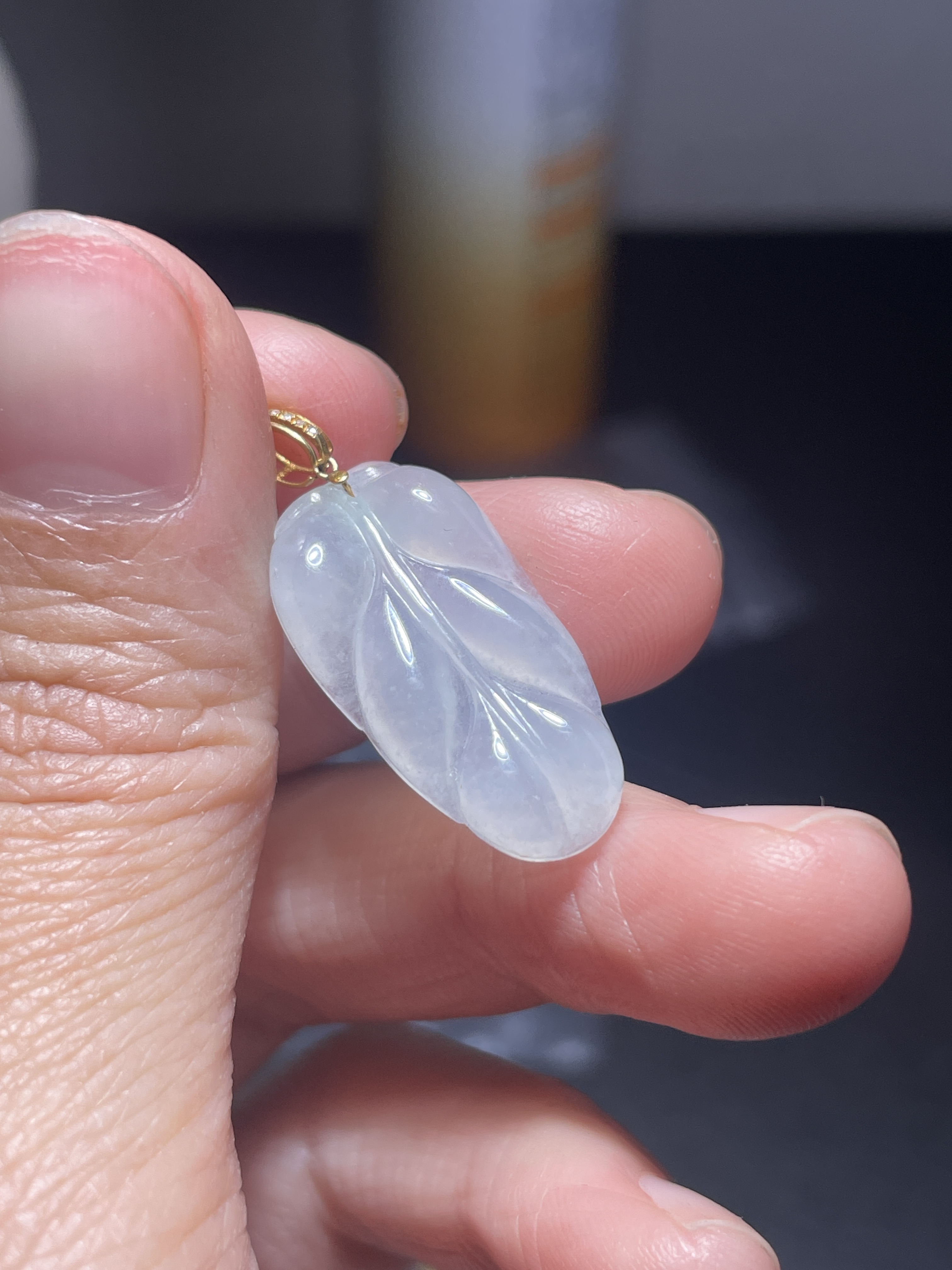 18k金天然a货翡翠吊坠