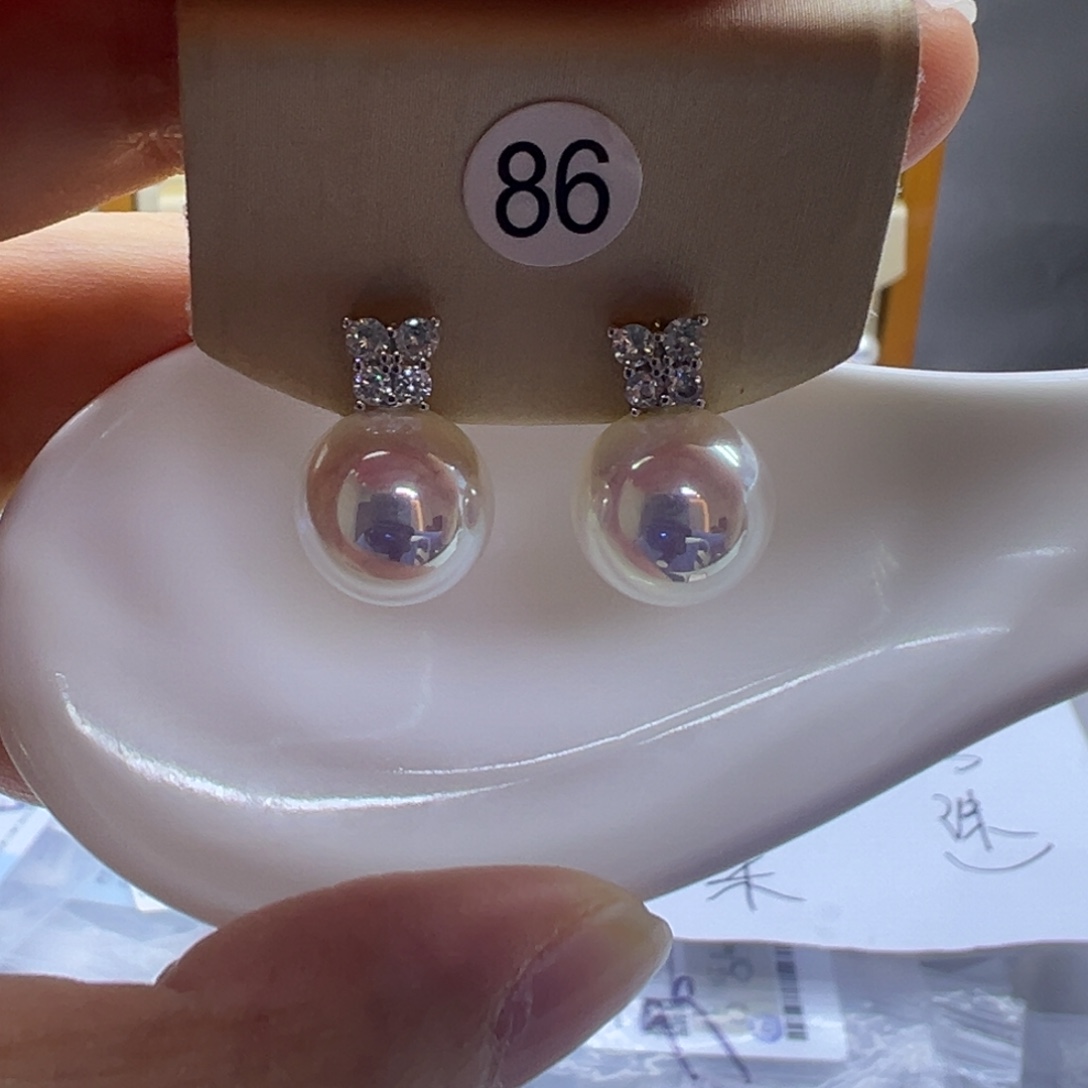 银S925镶嵌淡水珍珠耳饰