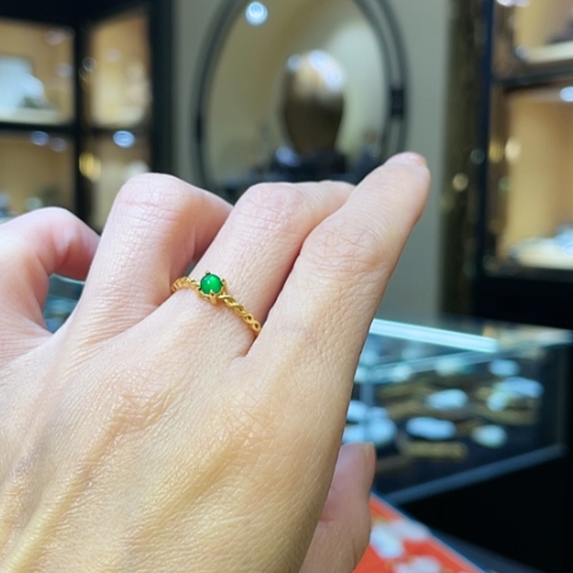 【闪购商品】翡翠戒指银S925镶嵌小圆面