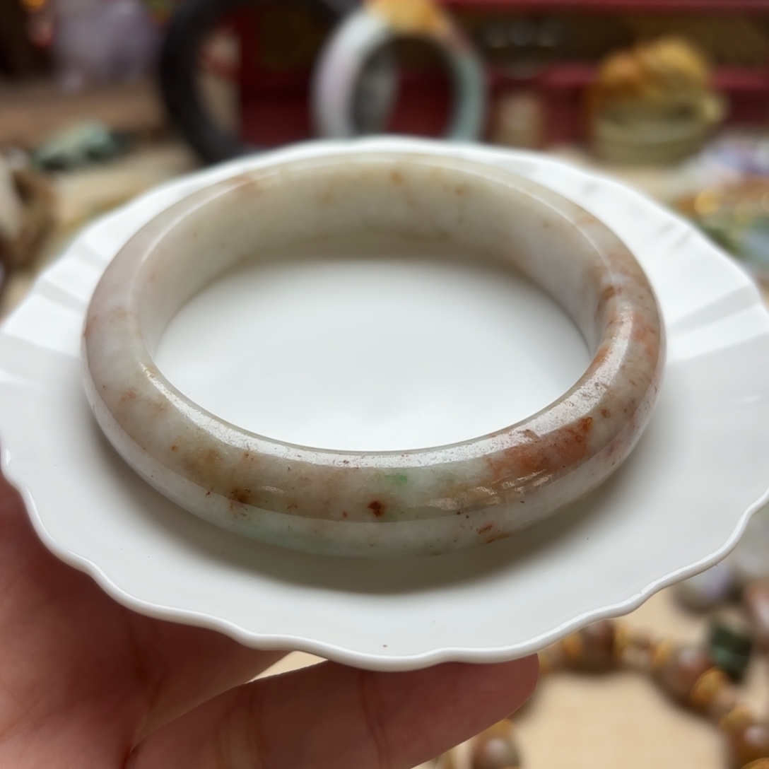 未镶嵌手镯翡翠南齐豆沙粉翡翠手镯