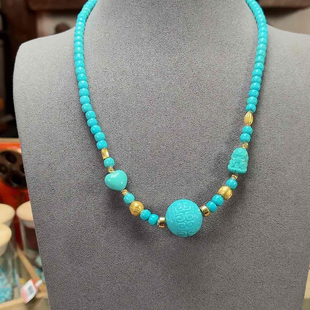 18K金镶嵌绿松石珠宝奇石