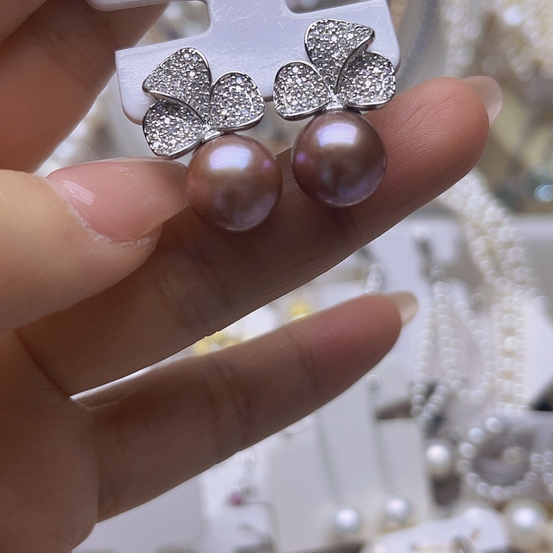 银S925镶嵌吊坠或者耳钉淡水珍珠