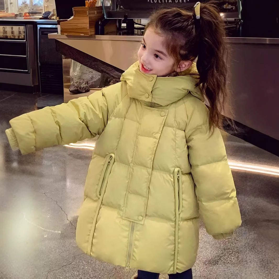 中长款可爱女童韩系2025新款可爱小清新棉服外穿外套加厚棉袄
