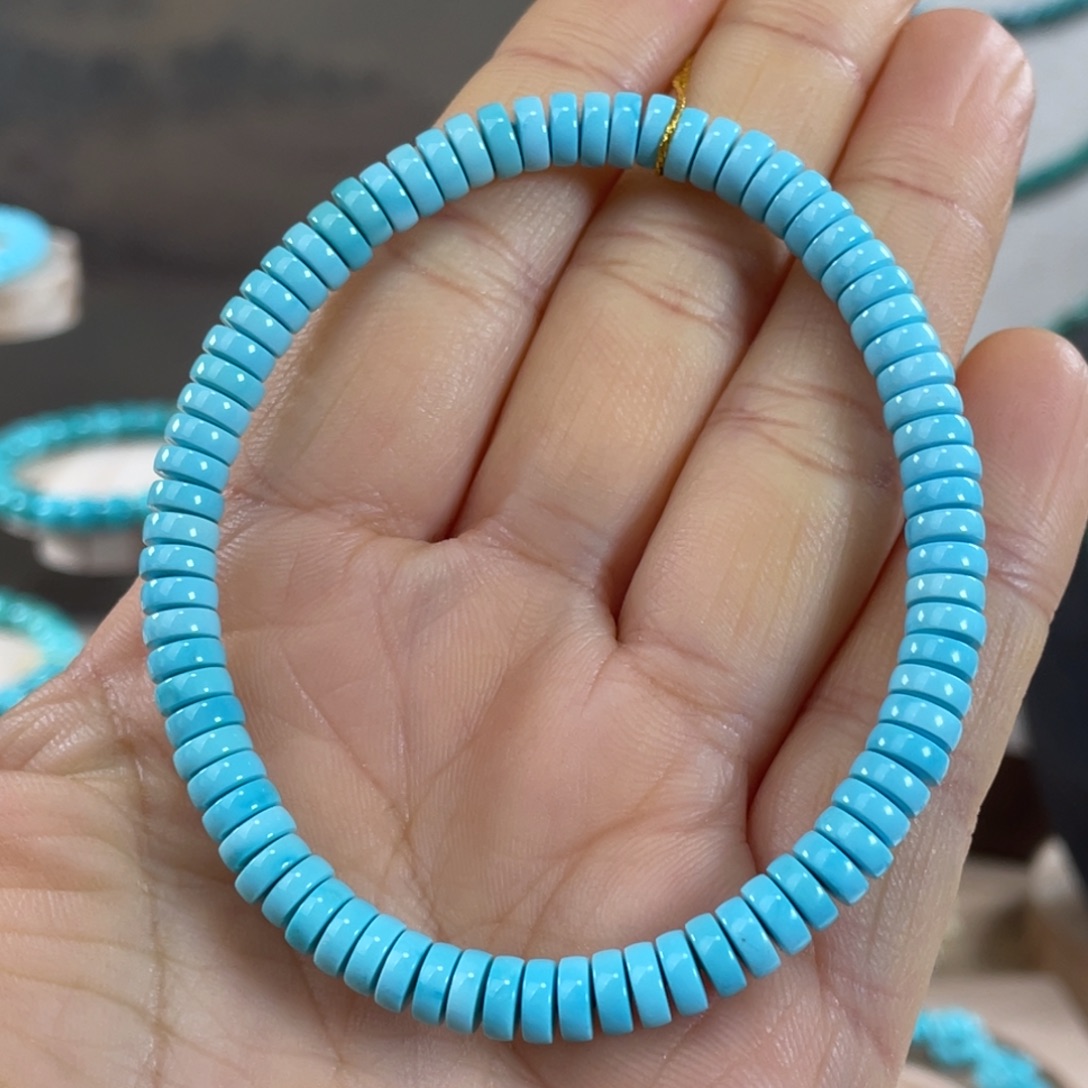 绿松石未镶嵌套链高蓝直切