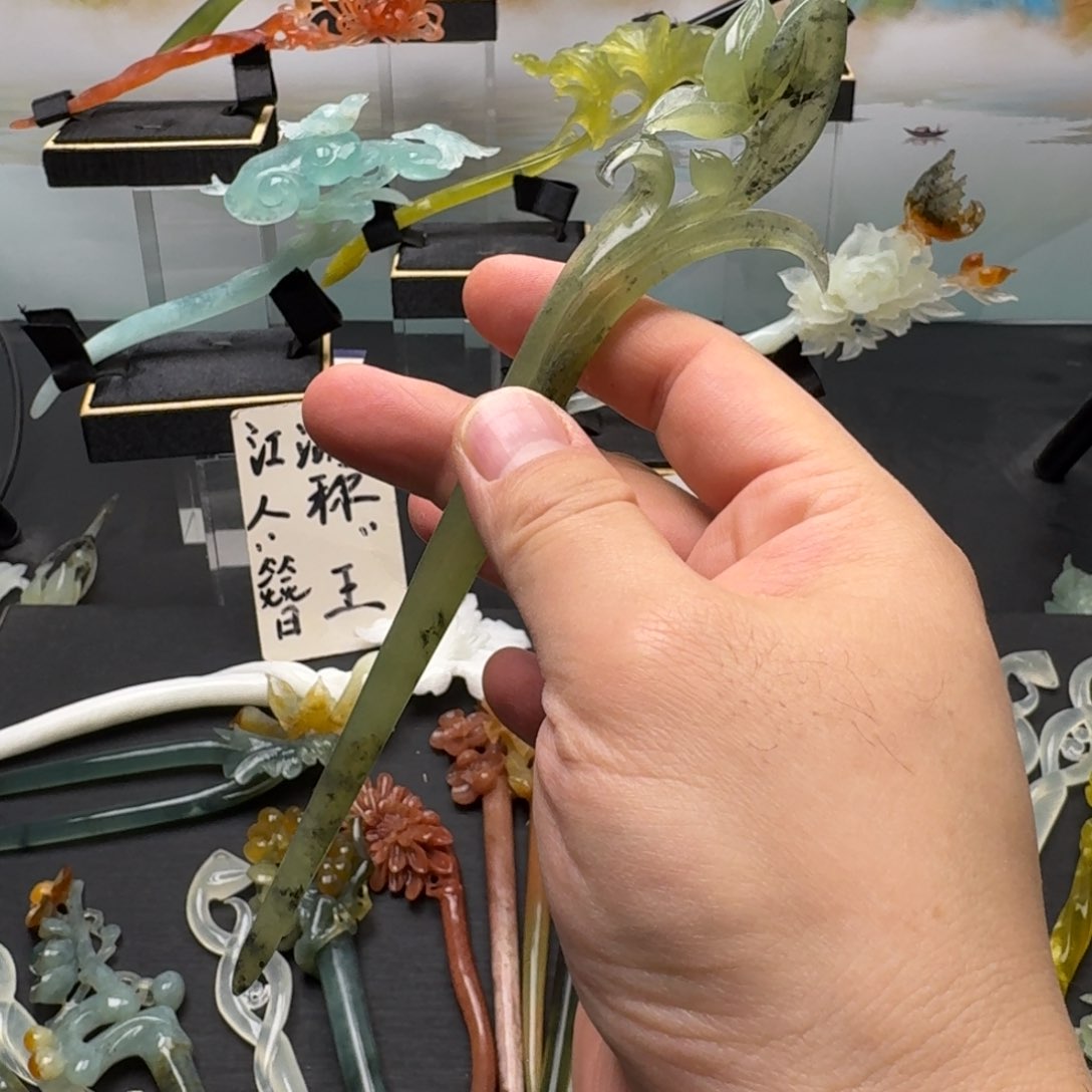 岫玉发饰未镶嵌明君玉簪就是好看