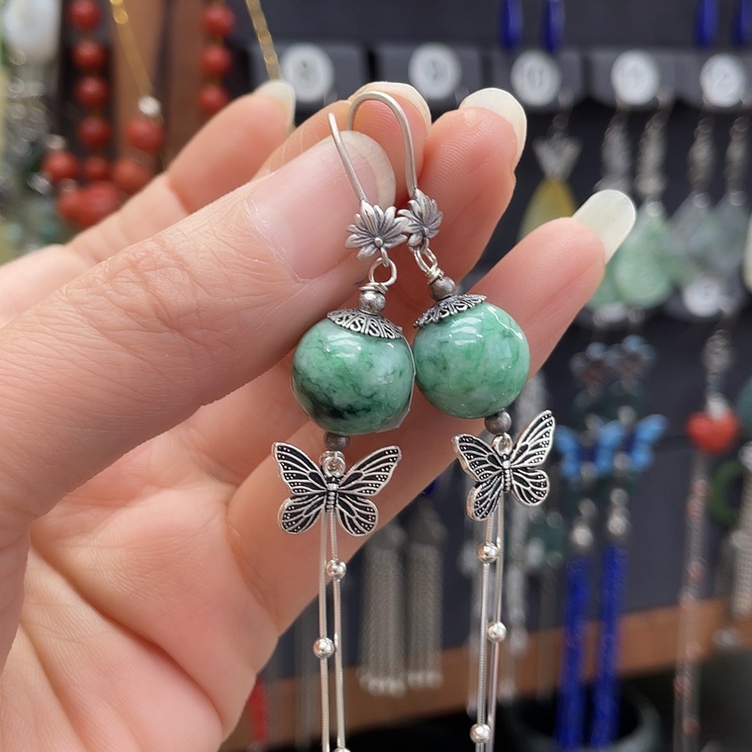 翡翠耳饰银S925镶嵌悦****4695ghnhhhh