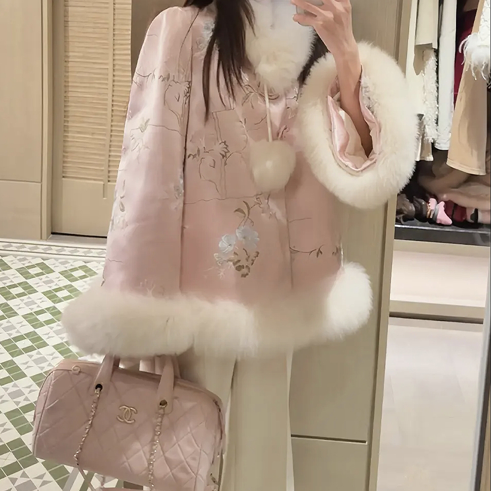 【绮罗春色】秋冬新款新中式盘扣 90白鸭绒羽绒服