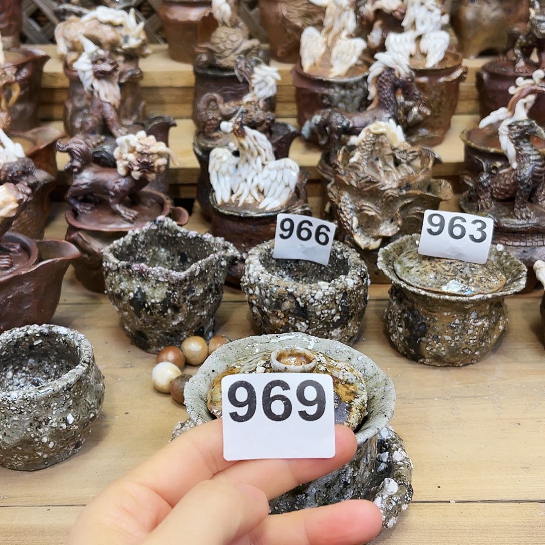 明***哥瓶柴烧粗陶手捏盖碗