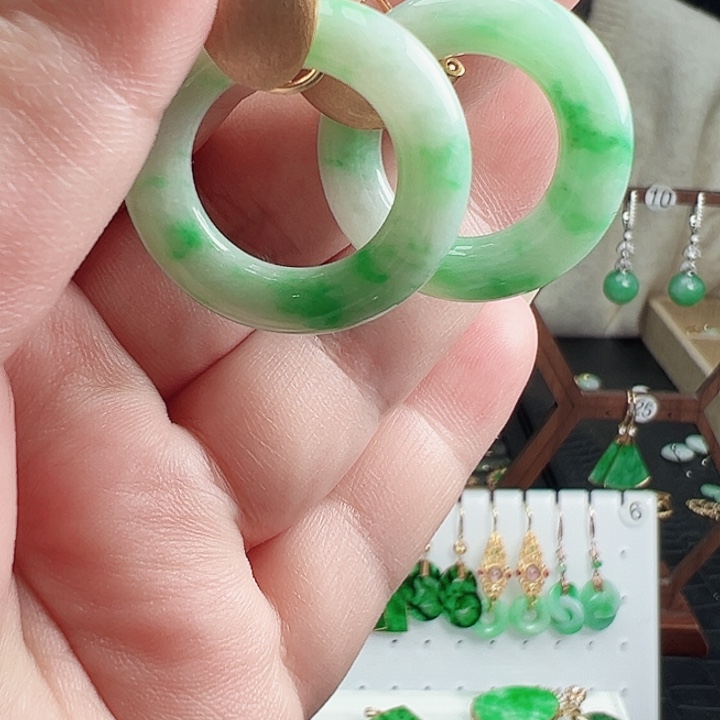 翡翠耳饰银S925镶嵌耳饰