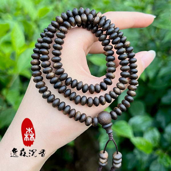 沉香【6mm算盘多圈】甄选天然莺歌绿奇楠沉香手串九分沉多样性发一
