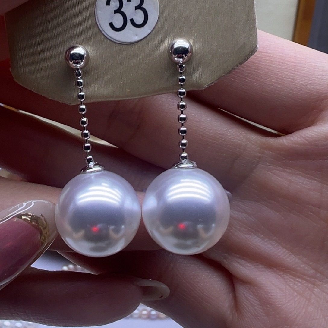 淡水珍珠银S925镶嵌耳饰
