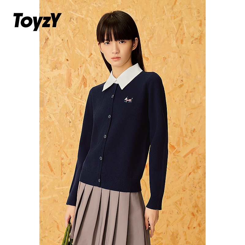 ToyzY25新款时尚假两件拼接针织开衫女ZC35106350