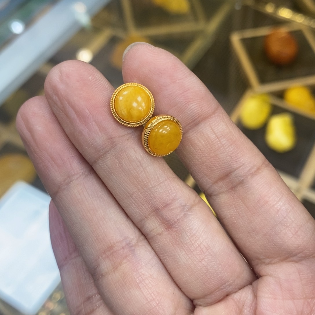 银S925镶嵌蜜蜡耳饰多样性拍一发一