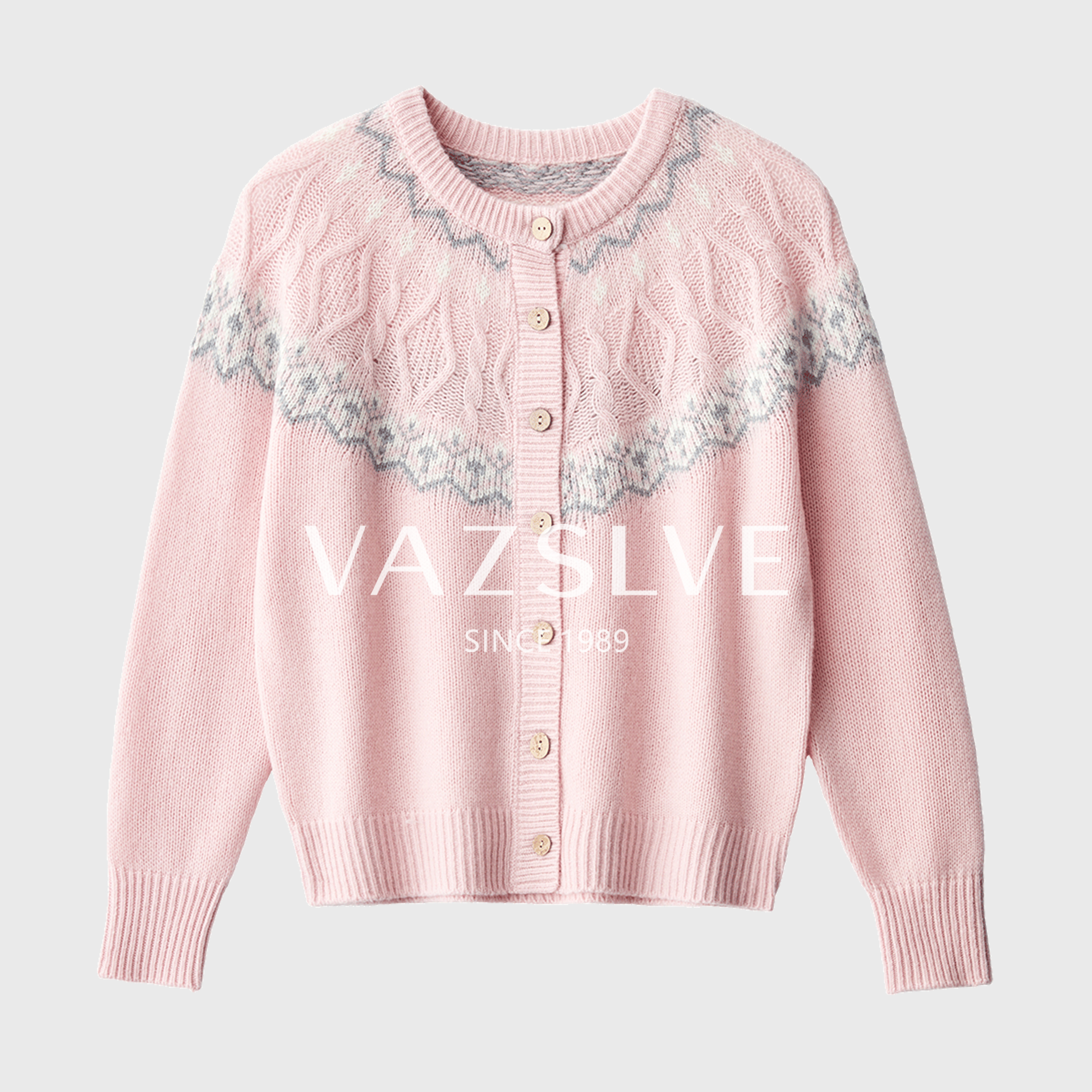 【VAZSLVE/全新奢品】捡漏 100%绵羊毛 韩系费尔岛提花针织开衫毛衣