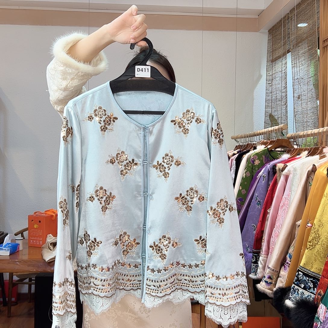 新中式女装醋酸亮片刺绣411