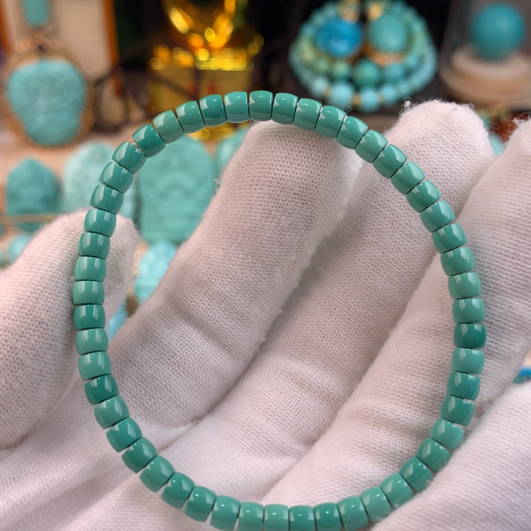 绿松石未镶嵌直切手串卡4.5