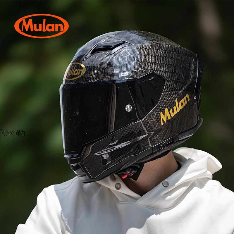 Mulan木兰头盔FF722摩托车赛道机车全盔碳纤维男女生双镜片猎人