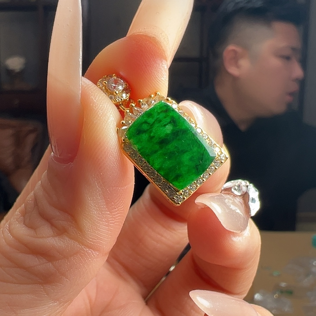 翡翠银S925镶嵌颈饰吊坠