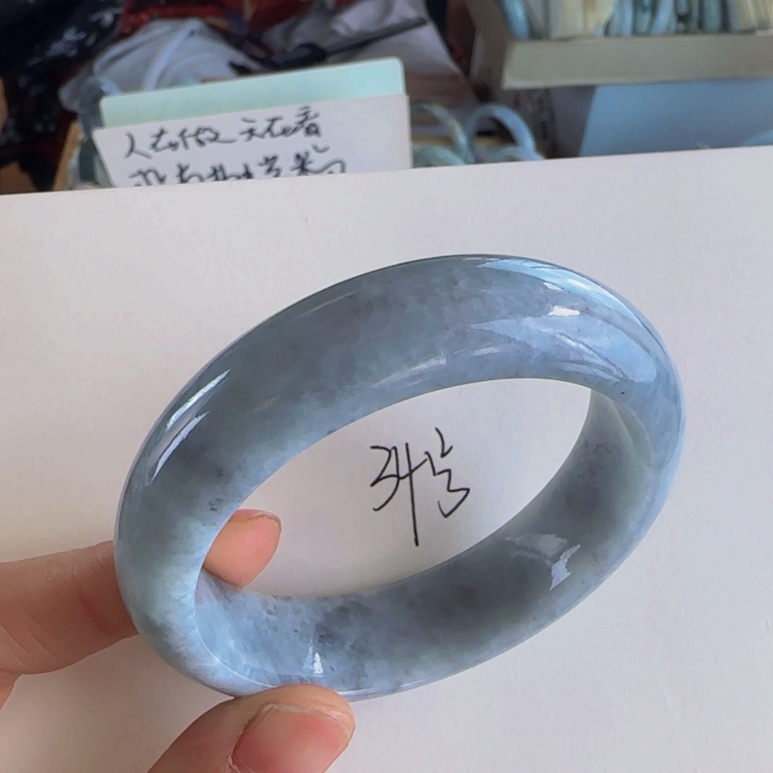 翡翠手镯未镶嵌老坑55圈16海蓝之谜