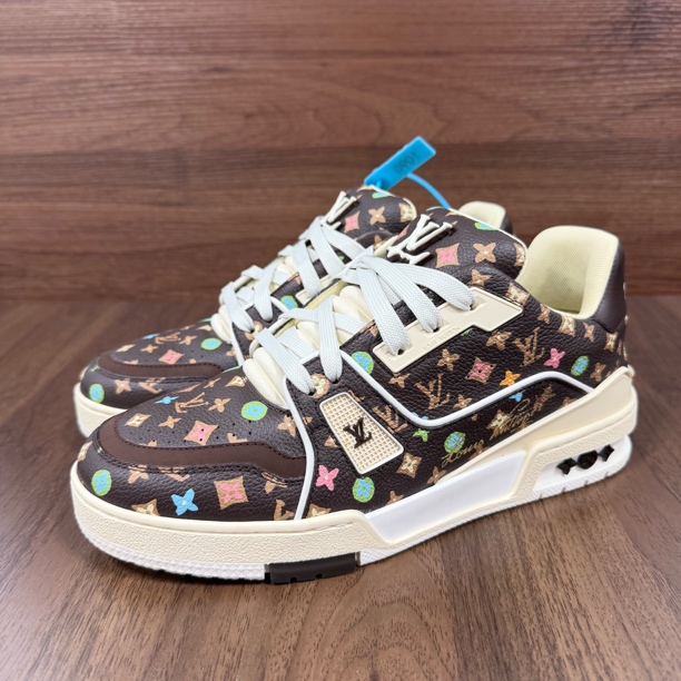 99新 LouisVuitton/路易威登 38码 trainer Tyler棕色 低帮板鞋