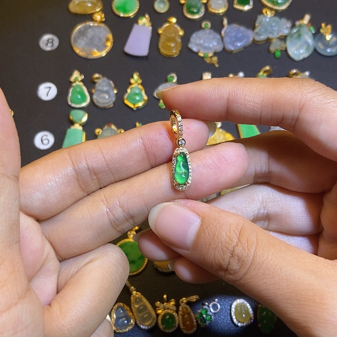 翡翠银S925镶嵌吊坠(不含链)