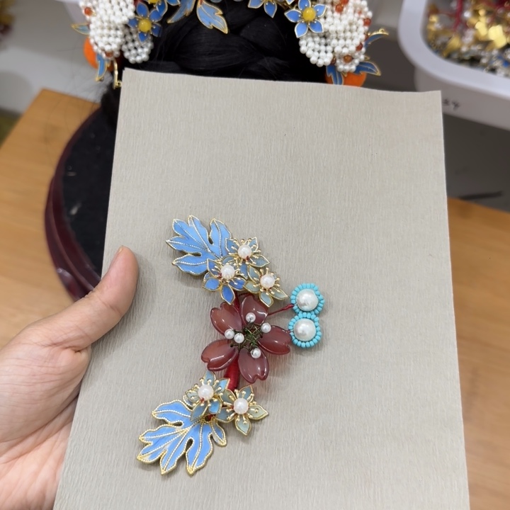 仿珍珠铁合金鹅毛仿点翠