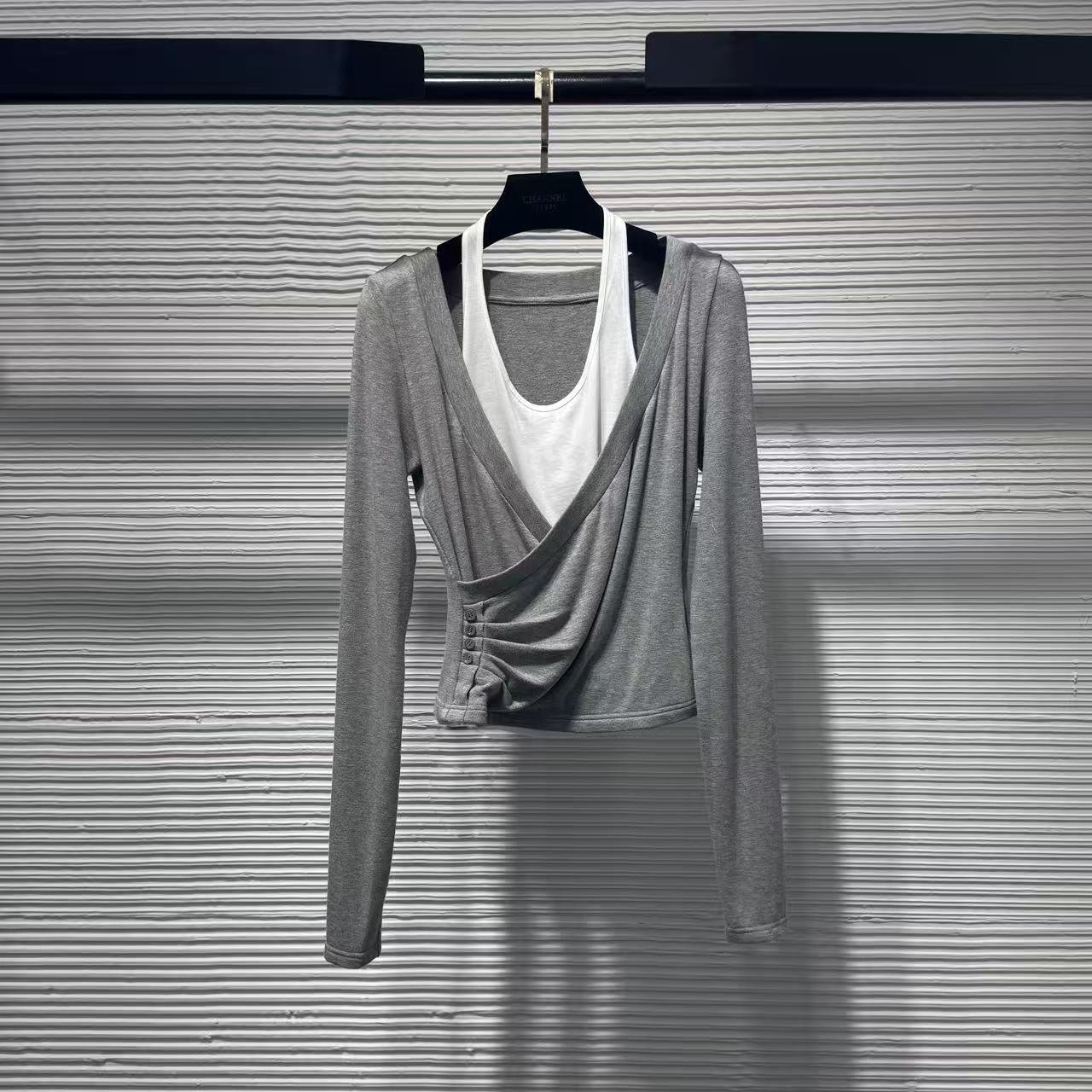 开衫女薄款收腰针织常规毛针织衫假两件针织衫B249