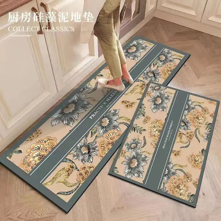 花园轨迹【45*80  45*160】硅藻泥厨房飘窗卧室门垫吸水防滑地毯