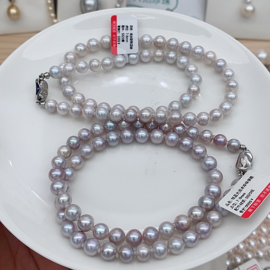 淡水珍珠颈饰银S925镶嵌多样性发发一